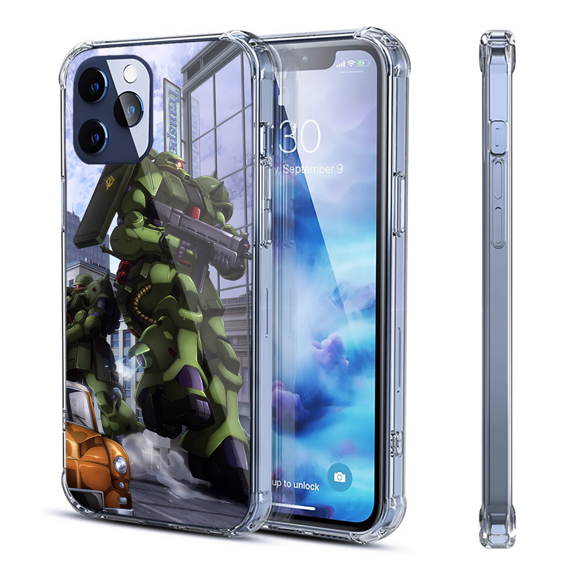（画像用） 機動戦士ガンダム Mobile Suit Gundam 【iPhone 12シリーズ対応】透明スマホケース（クリアソフトケース）